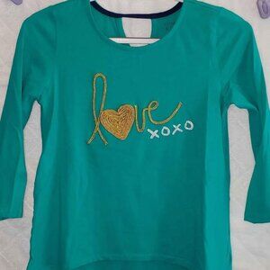 🎀 Crown & Ivy Kids - Girls green longsleeve shirt size L "NWOT"